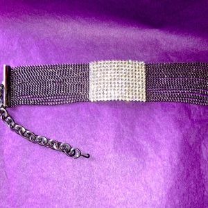 Delicate 19 strand crystal bracelet in gun metal